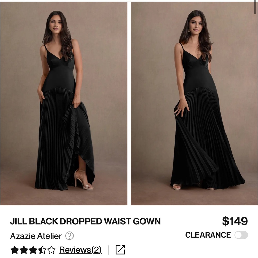 Azazie Atelier Jill Black Drop Waist Bridesmaid Dress